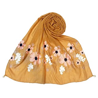 Limited edition embroidered flower hijab - Yellow
